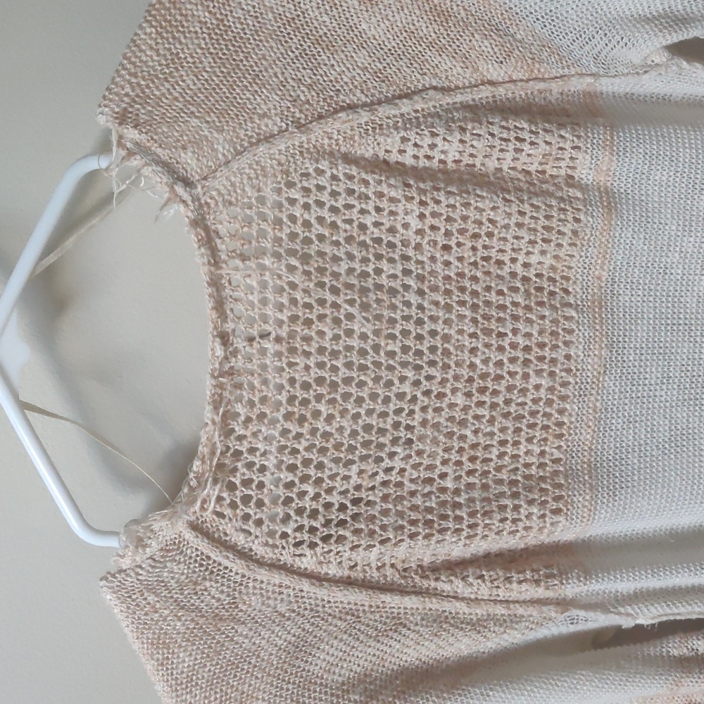 FREE PEOPLE Striped Tunic Sweater Cream Coral Rose M - Picture 7 of 9